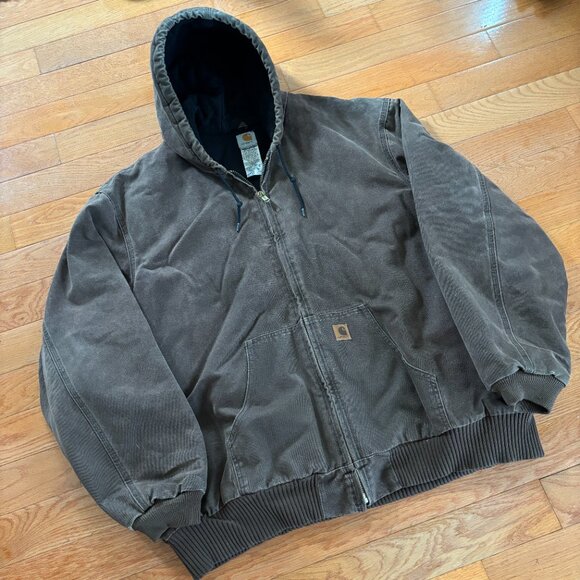 Vintage Carhartt J130 CHT Brown Chocolate‎ Quilt Lined Jacket 4XL Tall Y2K 2004